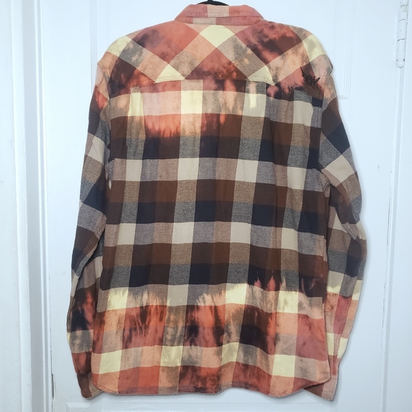 Custom Bleach Distressed Rusty Plaid Button Down - Picture 4 of 5
